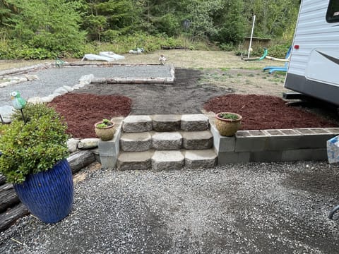 Steps to outdoor game area