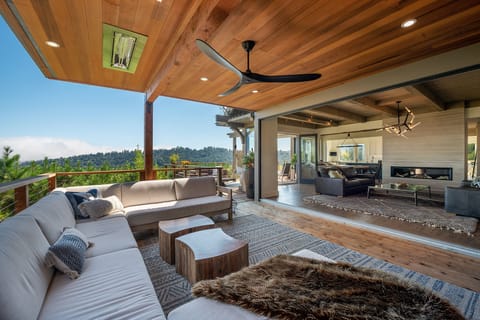 Views from East Bay, SF to Mt. Tam.  Outdoor living room with heat lamps and TV