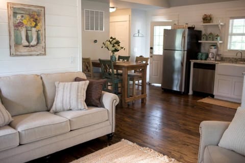 Farmhouse kitchen with dining set in cottage rental