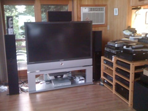TV, DVD player, stereo