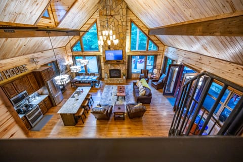 Overlooking the beautiful living area from our roomy loft....