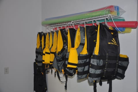 Life vests, and noodles available for guest use.