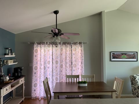 Dining room, coffee bar, and patio door