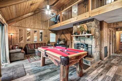 Welcome to our cozy cabin! You'll feel right at home with the rustic interior.