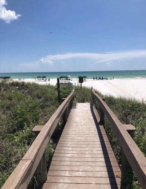 Beach nearby, sun loungers