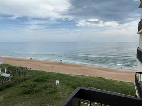 On the beach, sun loungers, beach towels