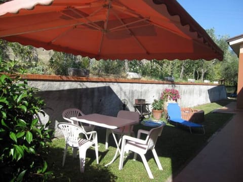 Garden and patio on the mountain side