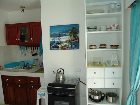 Fridge, cookware/dishes/utensils