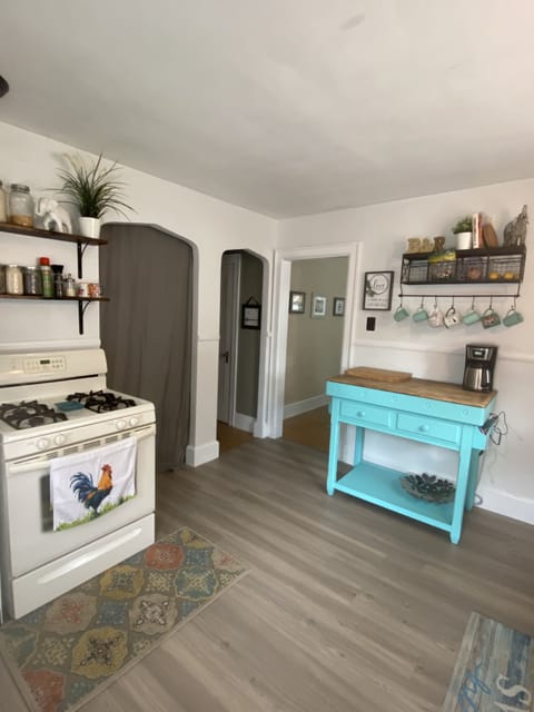 Kitchen from mudroom entrance. All amenities like home to be able to cook meals