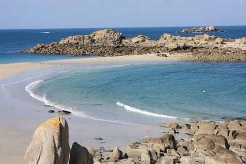 On the beach, sun loungers