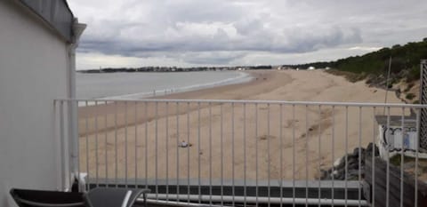 On the beach, sun loungers