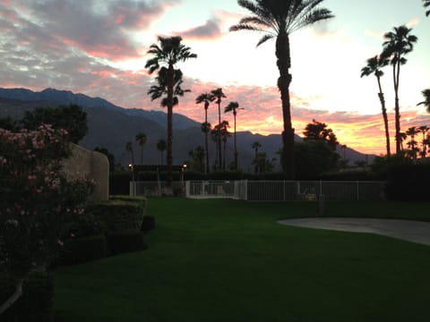 Sunset and mountain view from back patio!