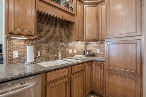 Enjoy the convenience of a full kitchen with everything you need, from cookware to coffee makers.