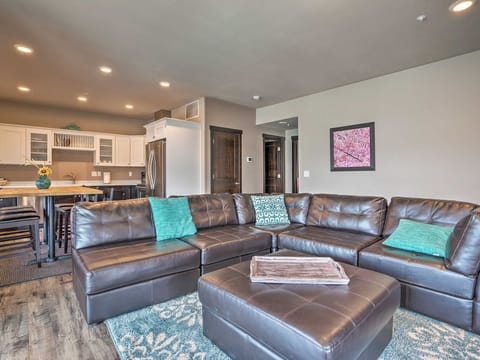 The living room fills with natural sunlight with the sunrise.