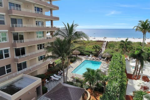 A heated pool, sun loungers