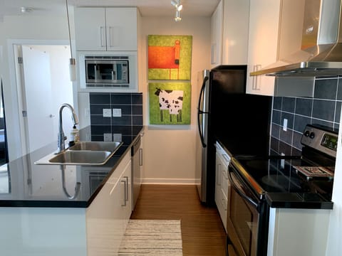 Our kitchen is set up with everything you should need to prep tasty meals.