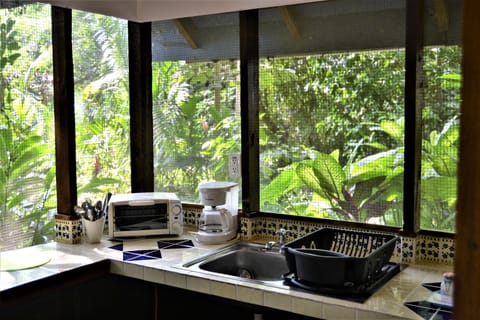 Fridge, oven, stovetop, coffee/tea maker