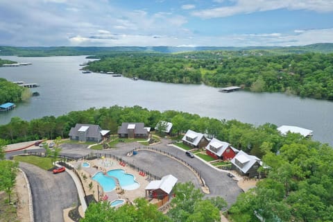 Aerial of resort and little aunts creek
