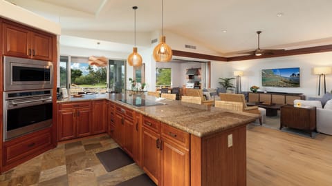 Gourmet kitchen with a great assortment of spices, oil and essentials provided.