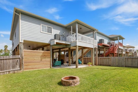 Backyard with fire pit