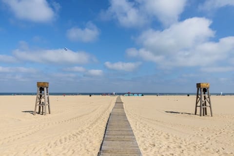 Beach nearby, sun loungers