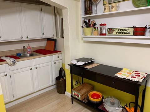 Kitchenette, sink, induction cooktop