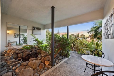 fish pond at the front entrance