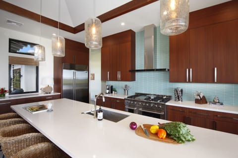 Kitchen with high-end appliances.