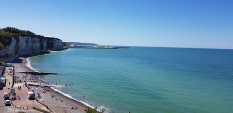 Beach nearby, sun loungers