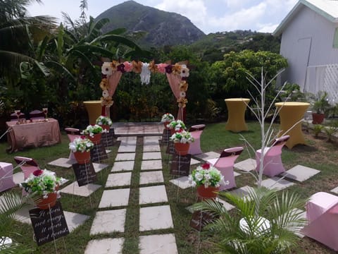 Outdoor banquet area