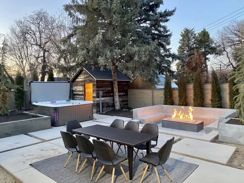 Private backyard with amazing amenities