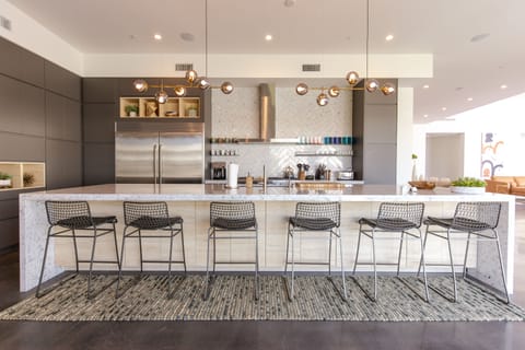 Fully outfitted Gourmet Kitchen with large island and seating