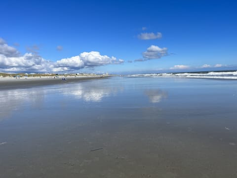 Beach nearby, sun loungers