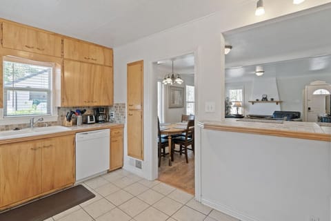 The open-concept allows you to be able to view the dining and living area from the kitchen.