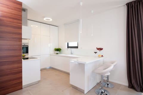 Interior of the modern kitchen on the ground floor of the Croatia luxury villa Trogir 1 for family vacation on Ciovo