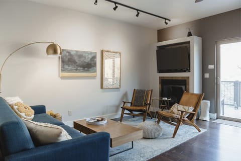 Living area with fireplace