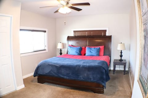 King size cooling gel memory foam triple-sheeted bed, charging stations, ceiling fan and of course central A/C and heat to keep your stay as comfortable as possible.