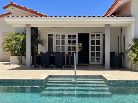 Outdoor pool, sun loungers