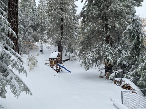 play ground and sliding ramp at the property. our property is 1/2 acre.