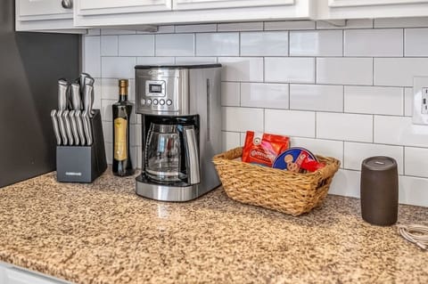 Coffee and assorted tea is provided for guests.