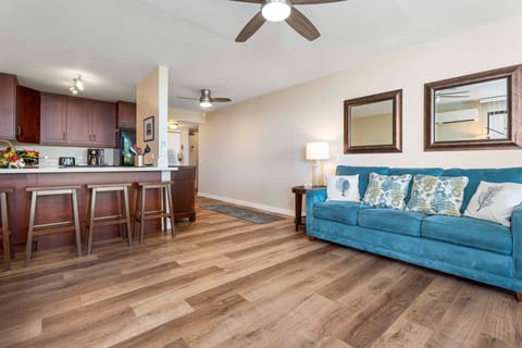Open concept living room with a kitchen