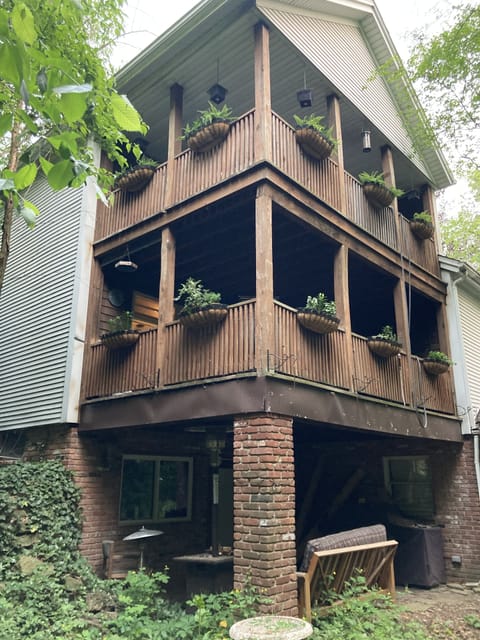 Back porches over looking the trees 
