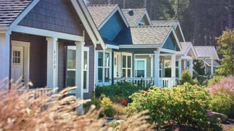 Our house is the blue house. We are a part of an HOA in a quiet neighborhood.