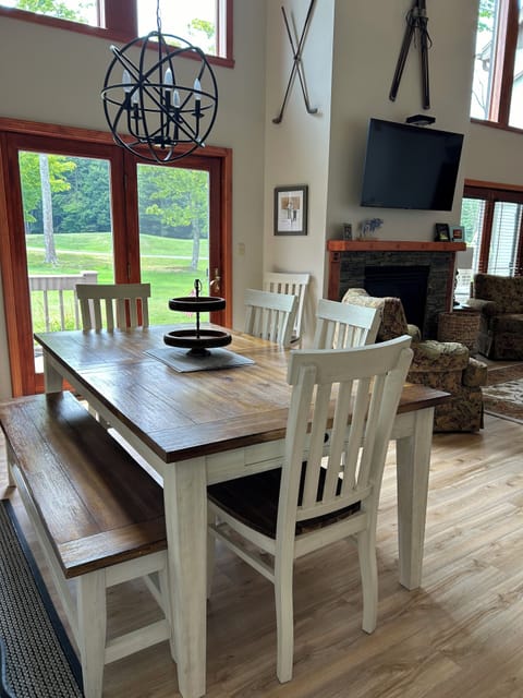 Dining area with views of golf course