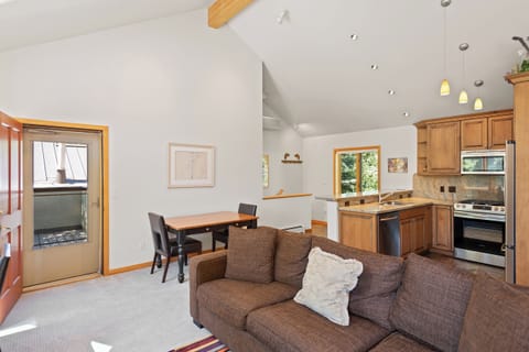 Upstairs kitchen and living