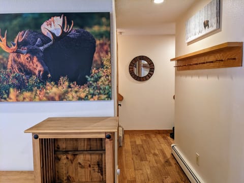 Looking from kitchen to front door & stairs