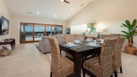 Vaulted ceilings create a spacious and light atmosphere