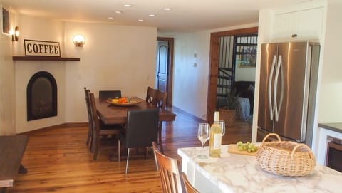 Dinning room Table, gas fireplace