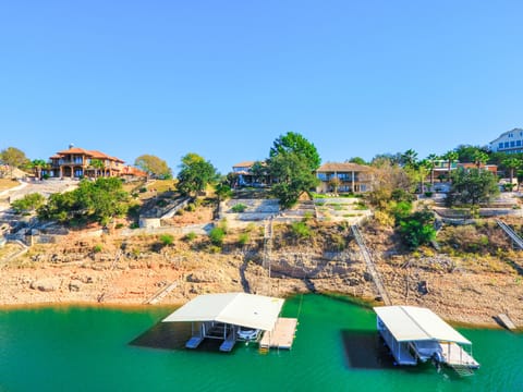 Aerial view of the house from the lake