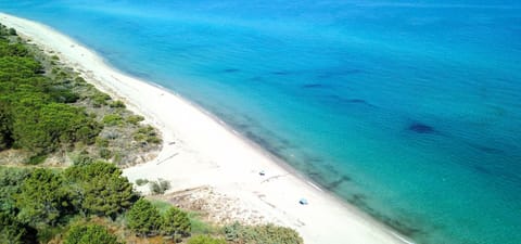 Beach nearby, sun loungers